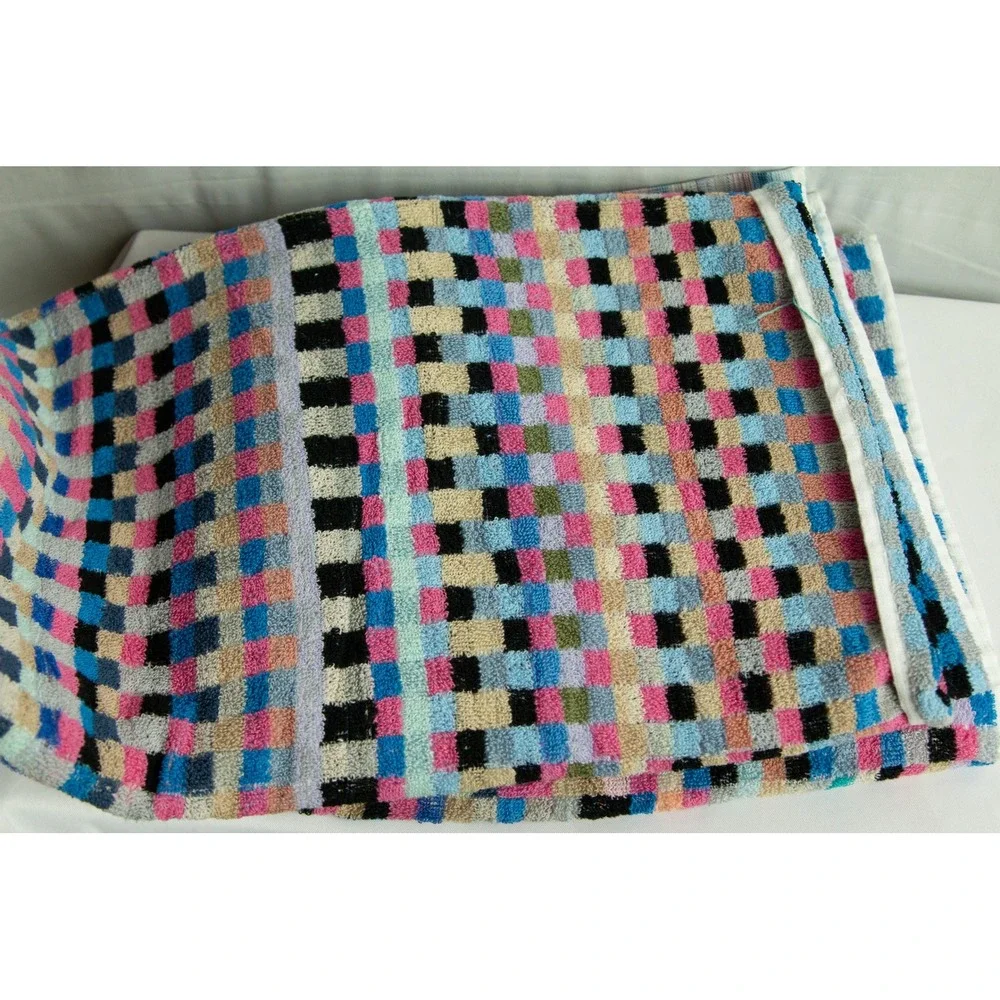 Modern Classic 100% Cotton Bath Towel Set Multi Color Checkered 30x52 2pc